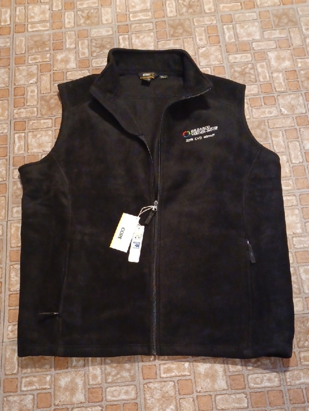 Men's Black Fleece Vest - Zip Front Vest with Logo Embroidery